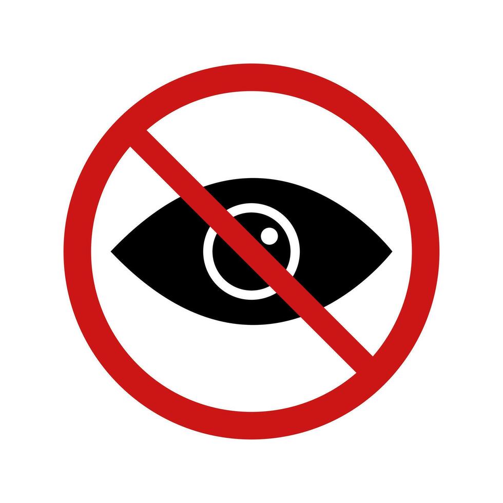 No eye sign on white background vector