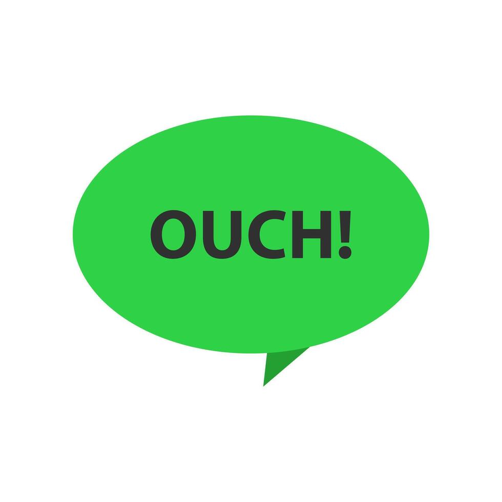 Green speech bubble with the word ouch vector