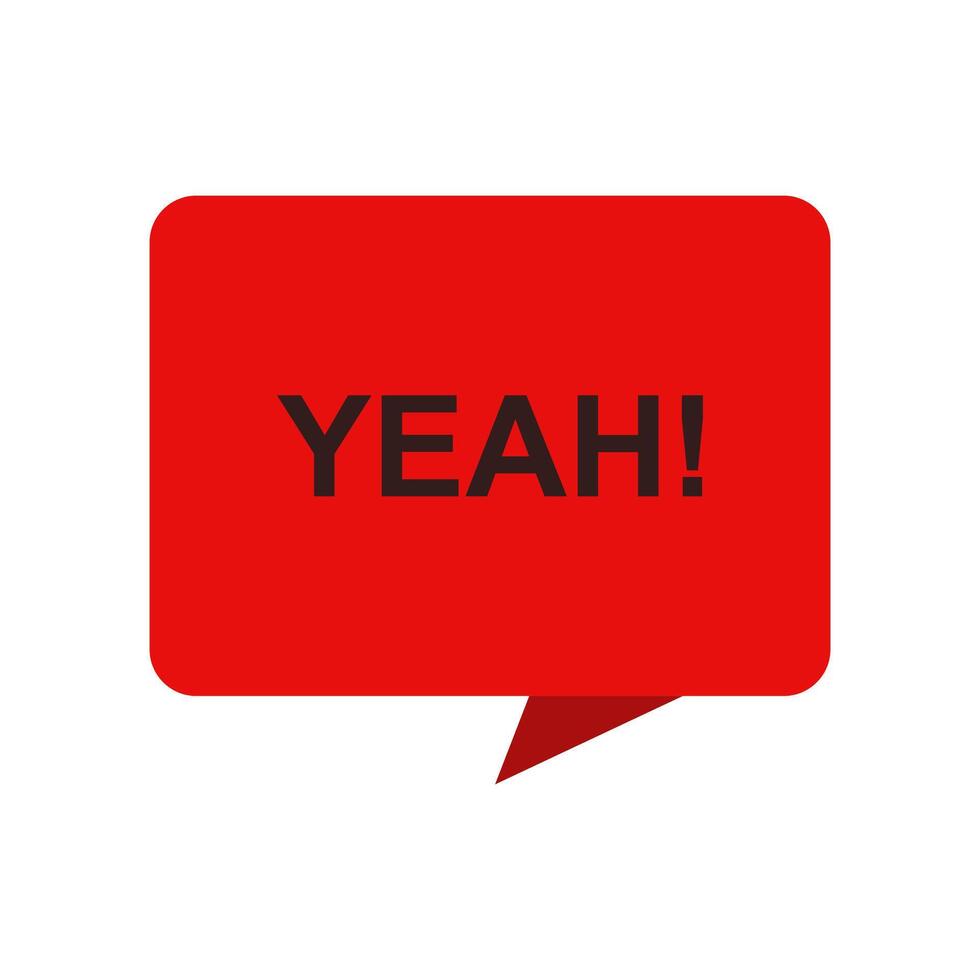 A red speech bubble with the word yeah vector