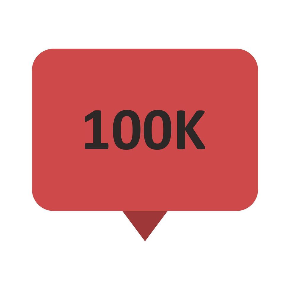 A red speech bubble with the word 100k vector