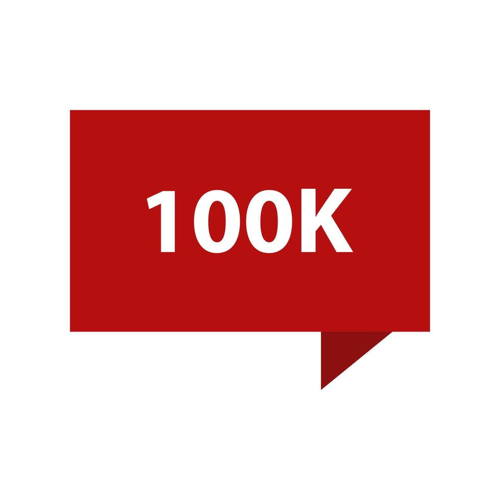 A red speech bubble with the word 100k vector