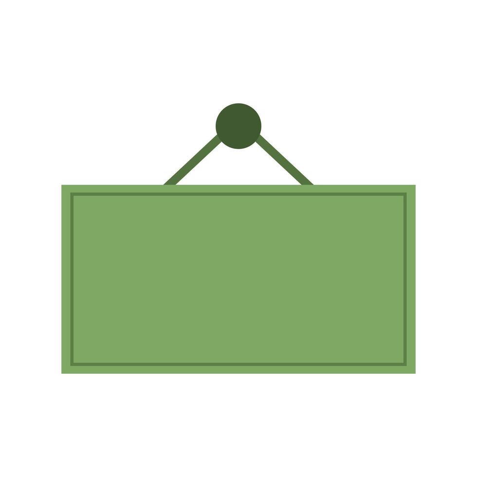 A green sign hanging on a wall vector