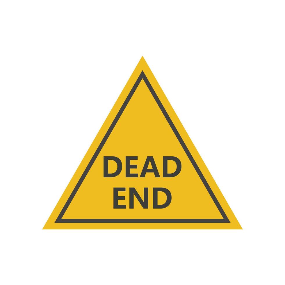 A yellow triangle with the word dead end written on it vector