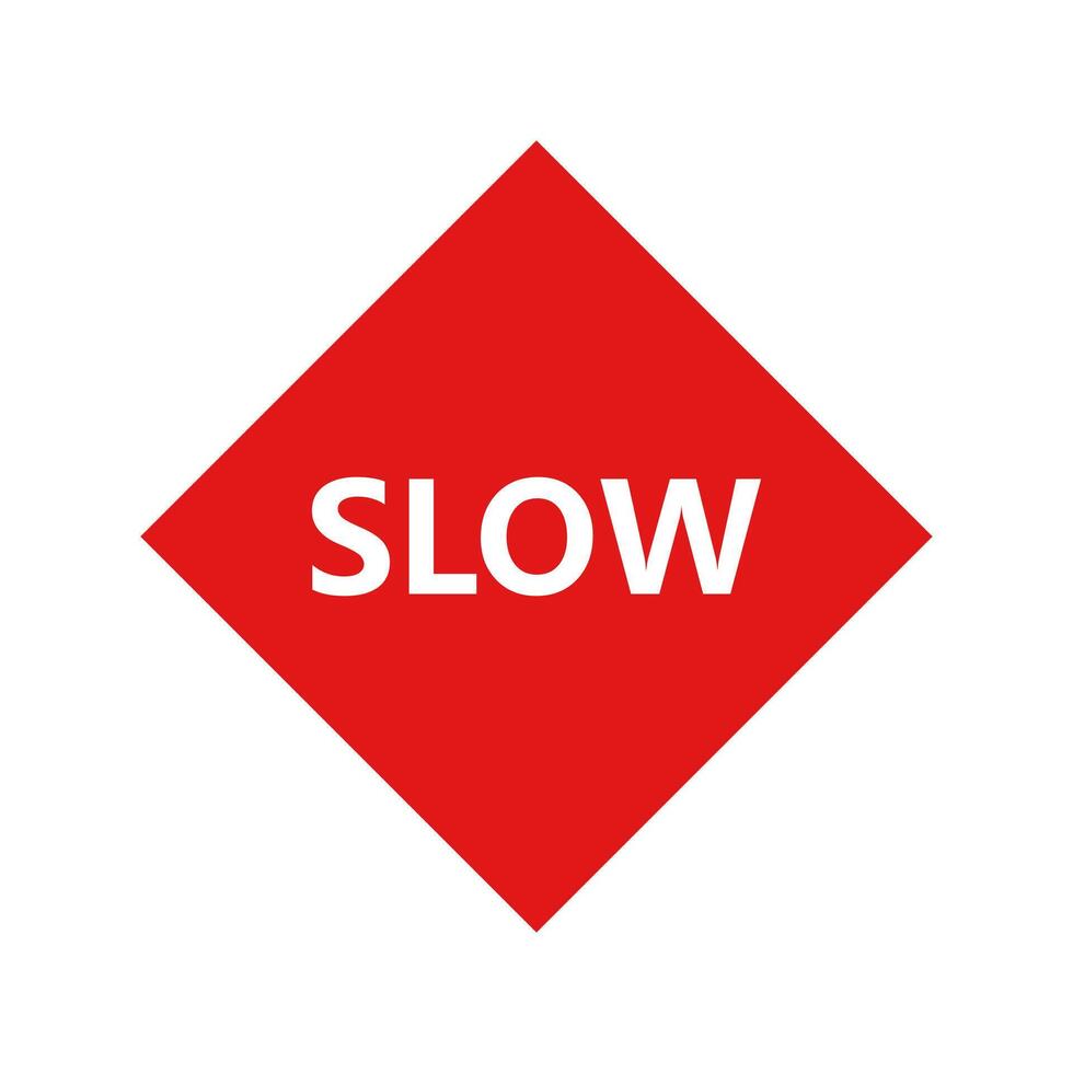 Slow sign on a red diamond vector