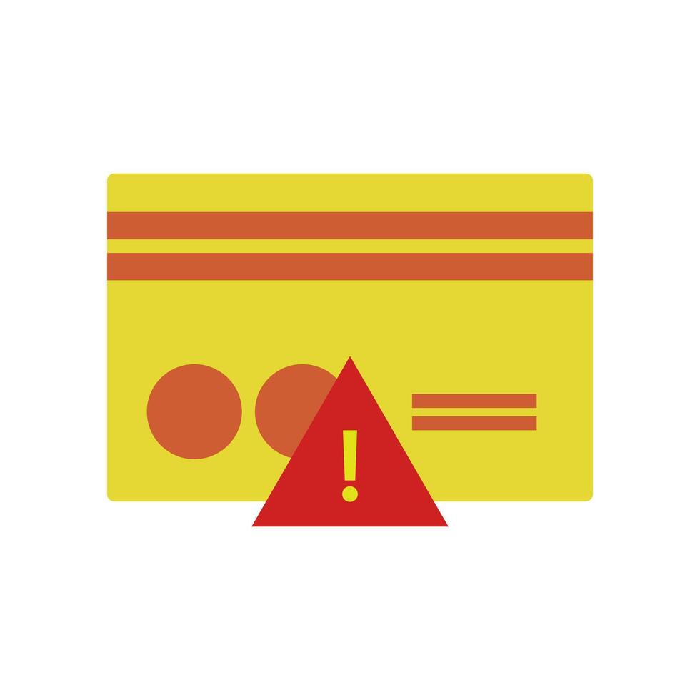 Credit card icon with red and yellow warning sign vector