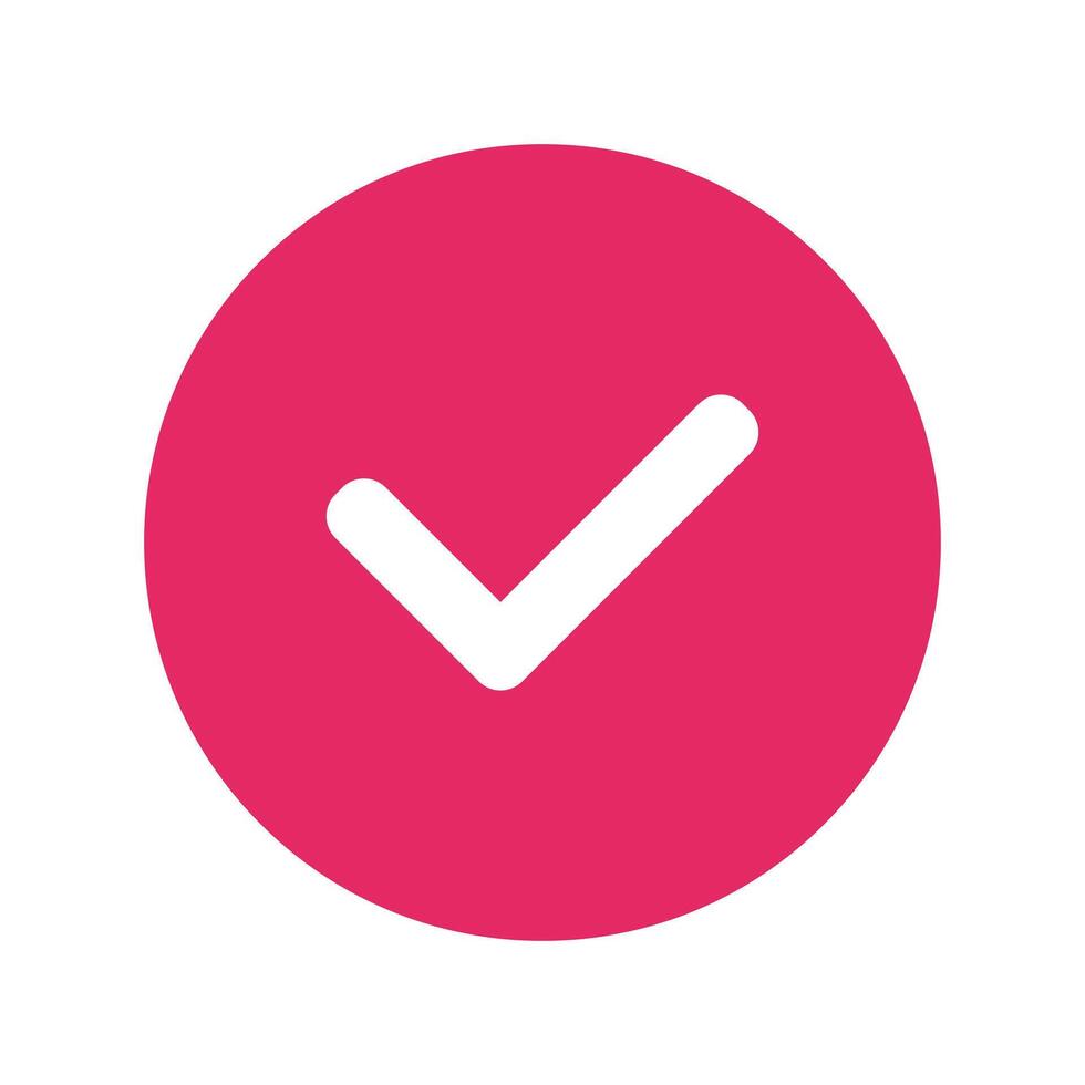 A pink check mark icon on a white background vector