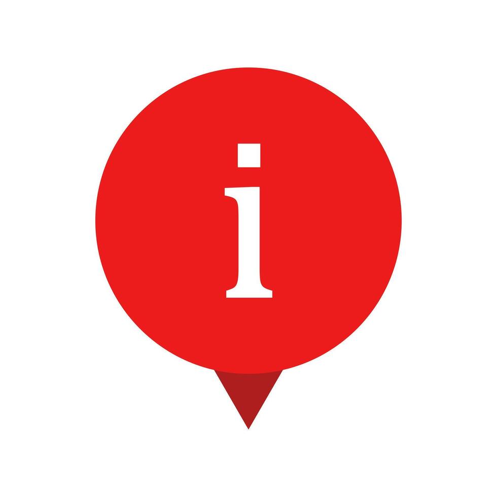 The i logo is shown in a red pin vector