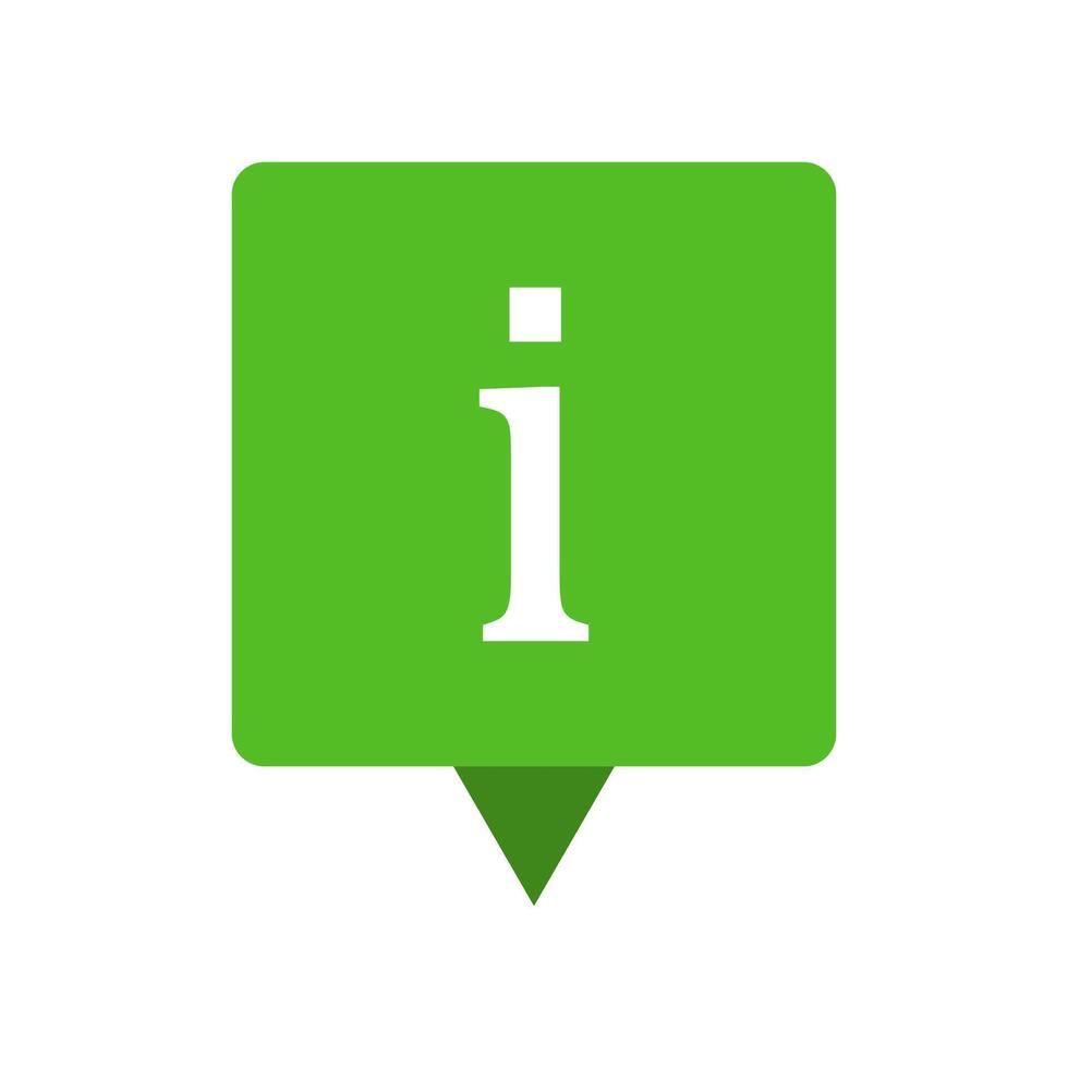 The i icon is shown in a green square vector