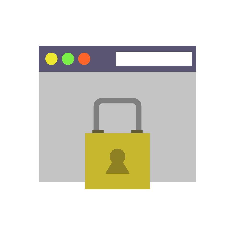 A padlock on a computer screen with a lock icon vector