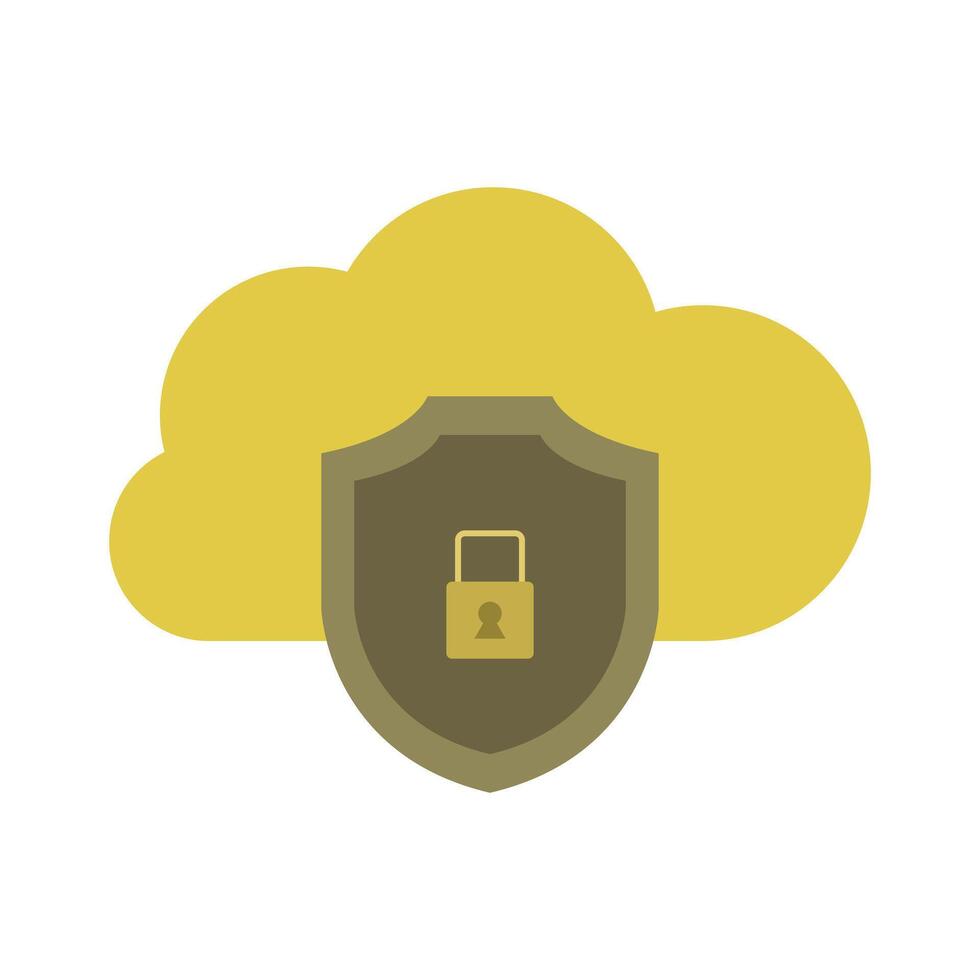 Cloud security icon with padlock and cloud vector