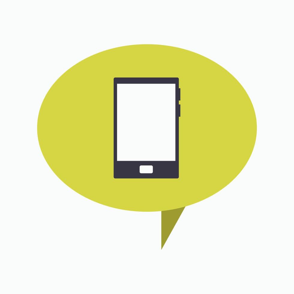 A speech bubble with a phone in it vector
