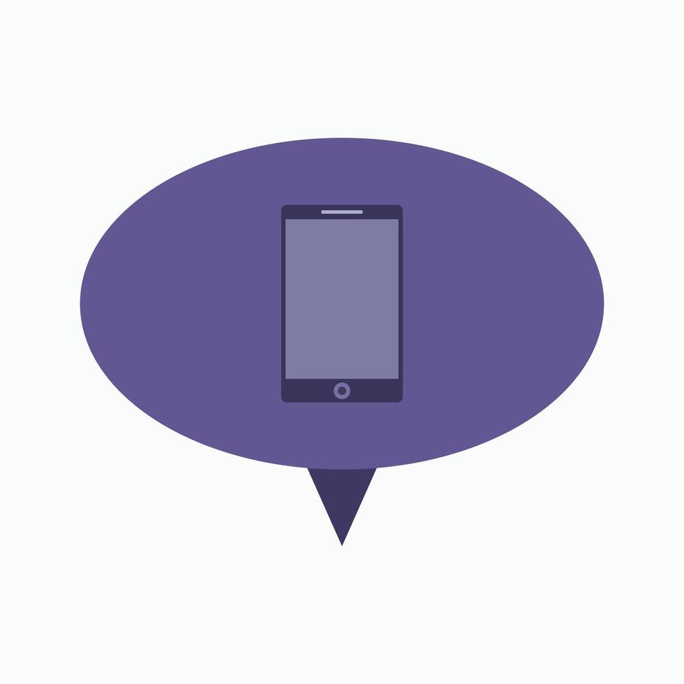 A purple speech bubble with a phone icon vector