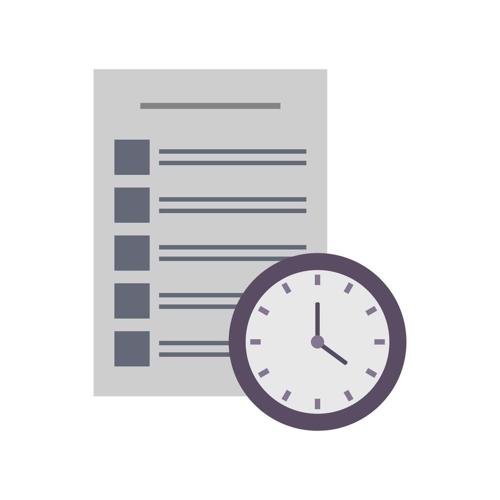 A clock and a checklist next to a document vector