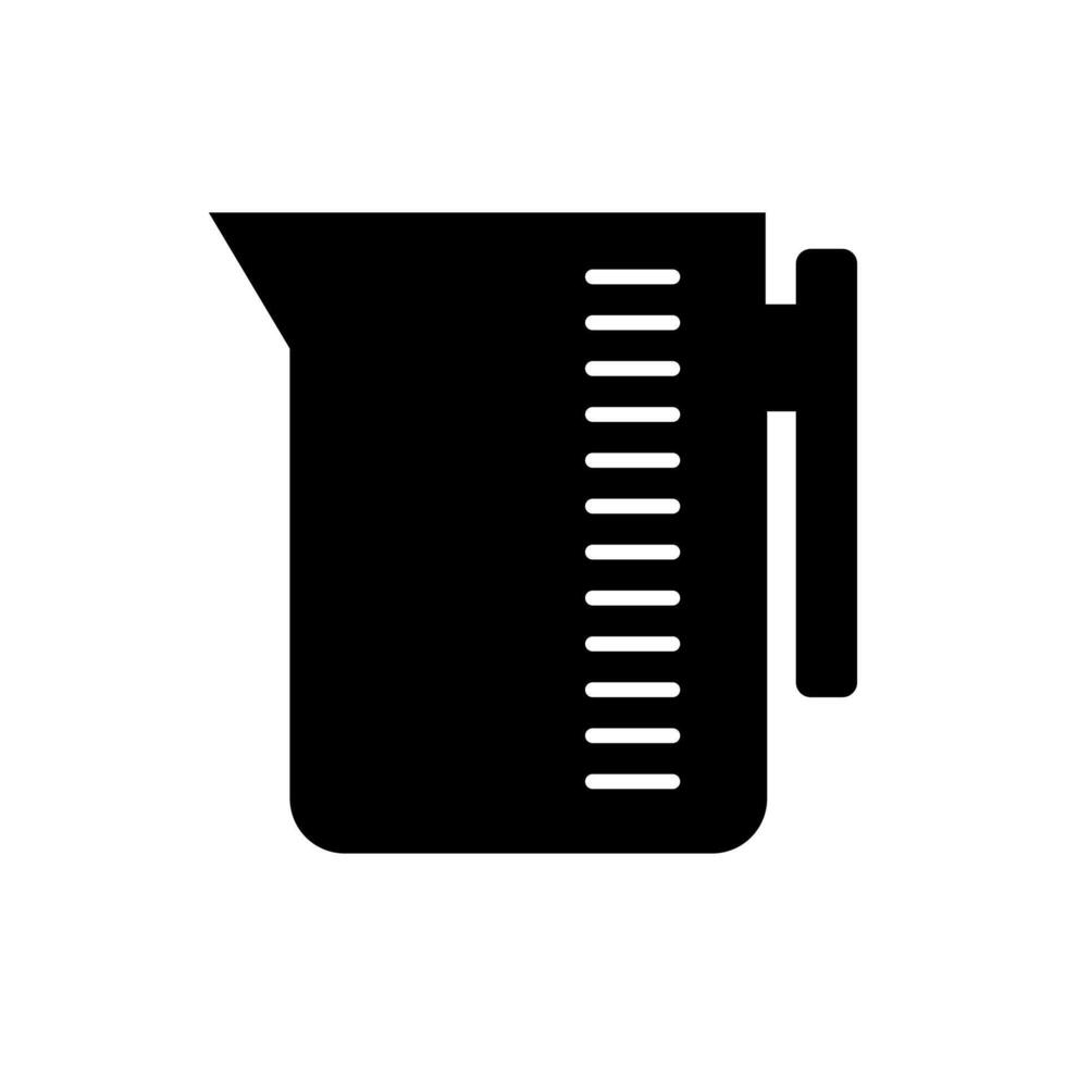 A black and white illustration of a measuring cup vector