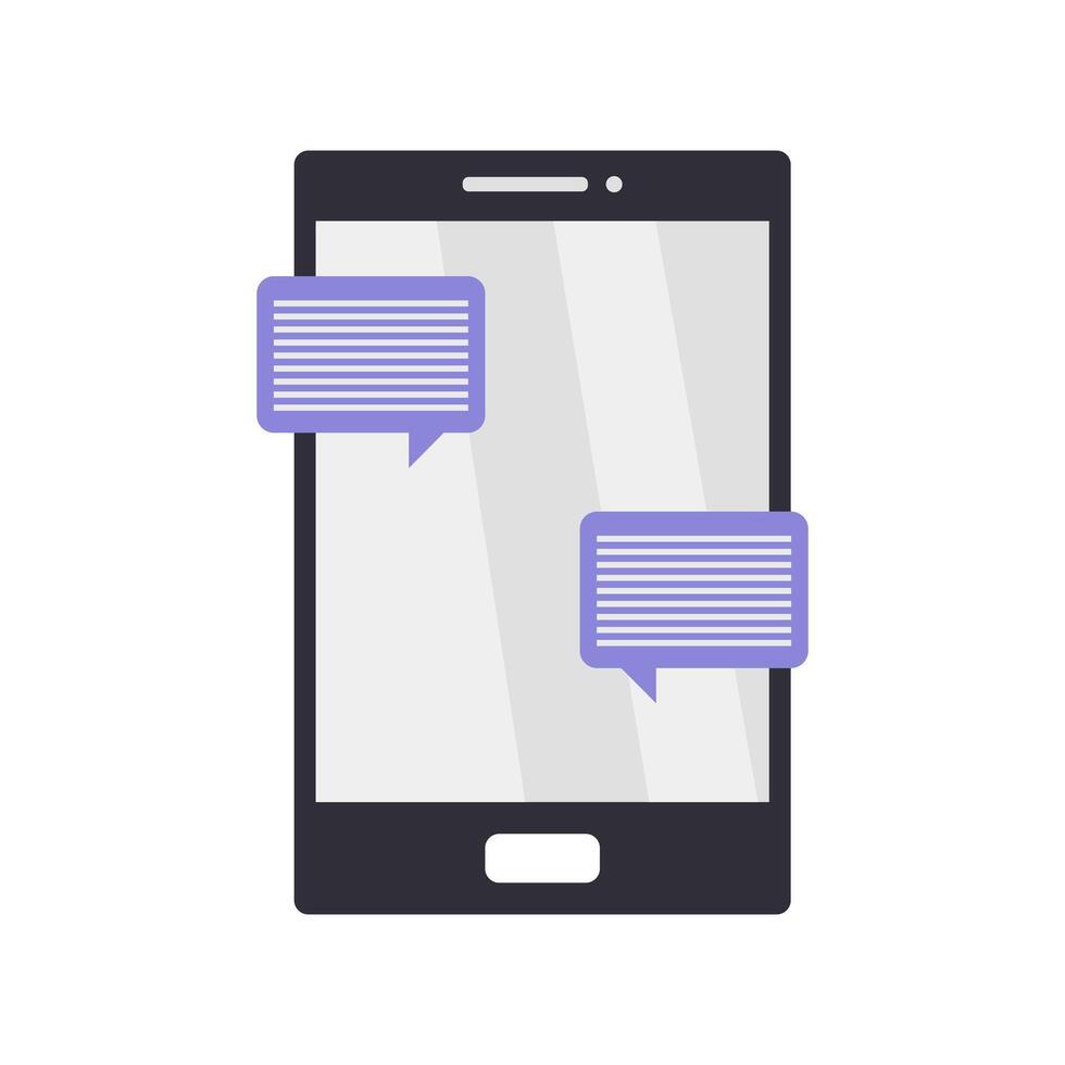 A smartphone with two speech bubbles on it vector