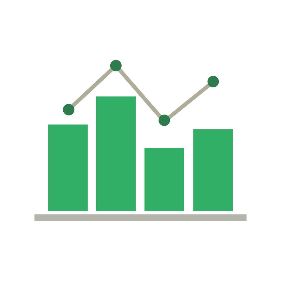 A graph chart with green bars and arrows vector