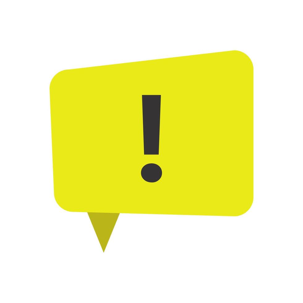Yellow speech bubble with exclamation mark on white background vector
