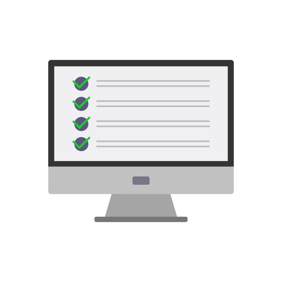 A computer monitor with a checklist on it vector