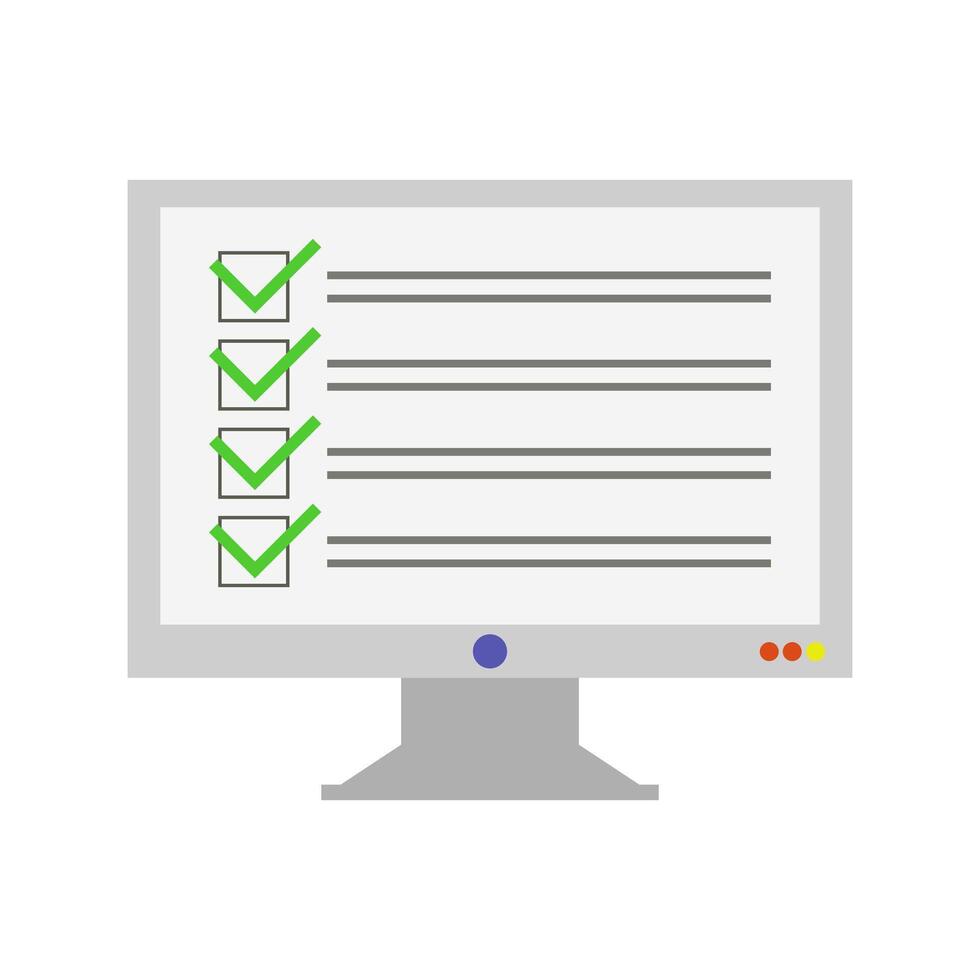 A computer screen with a checklist on it vector