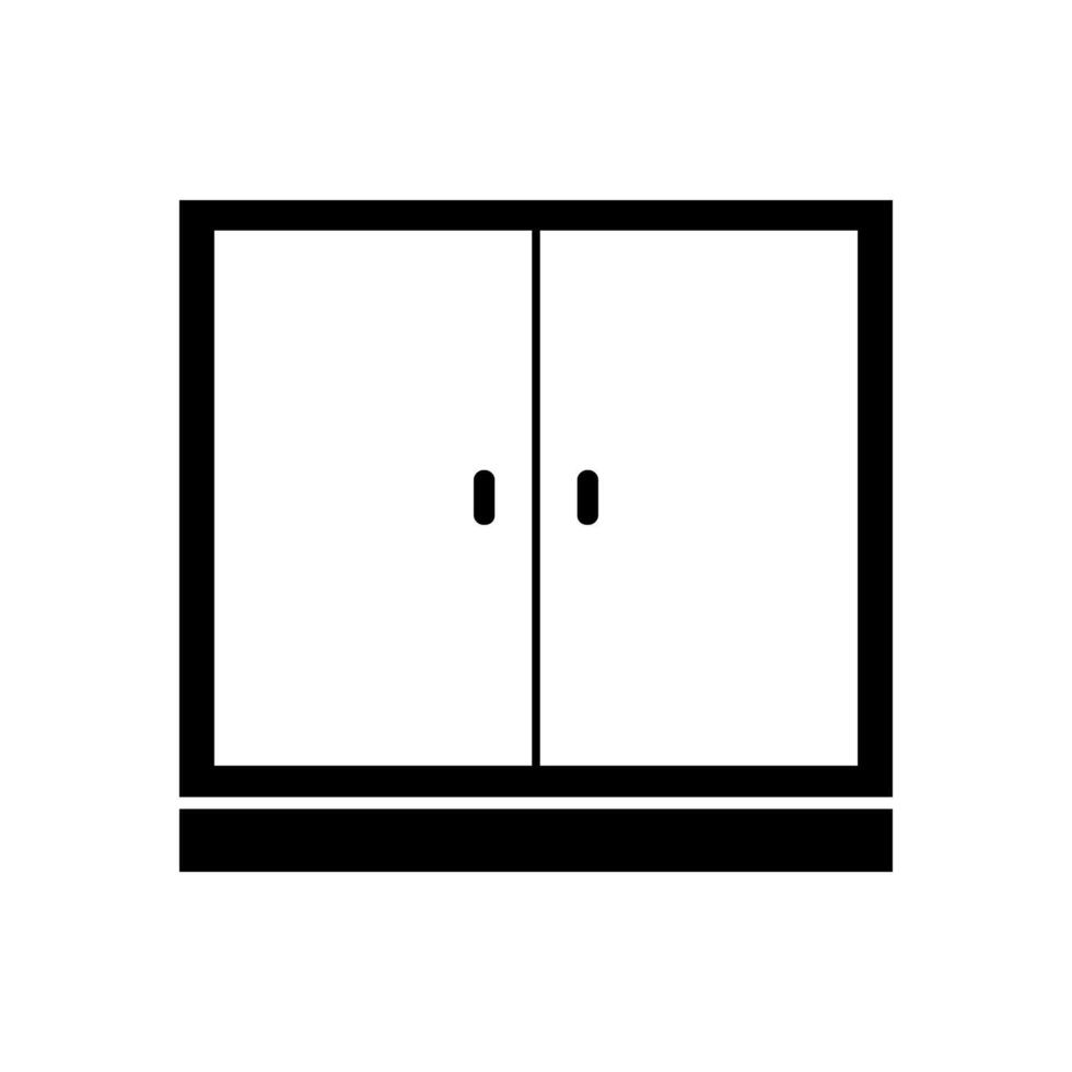 A black and white image of a cabinet with doors vector