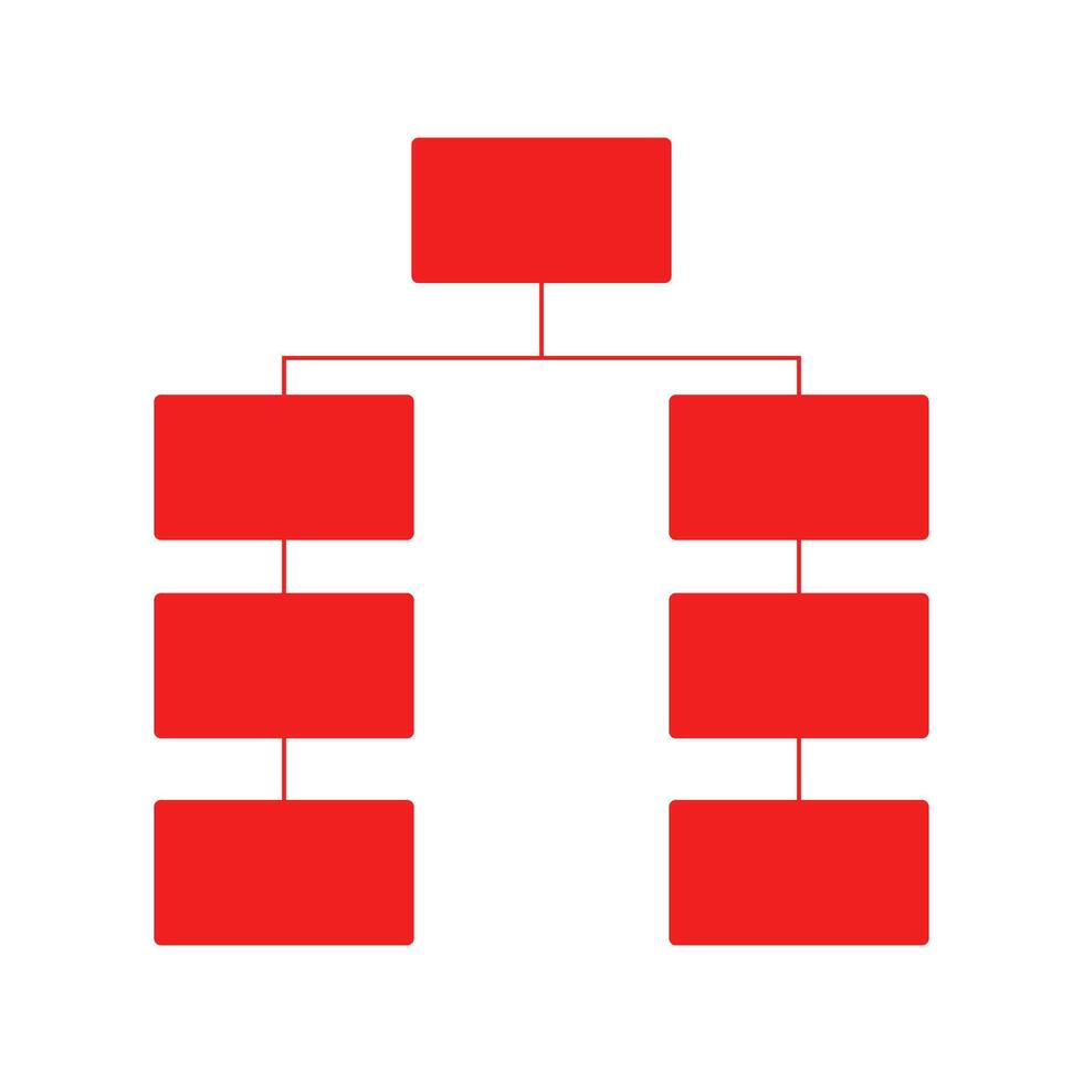 An organization chart with red boxes vector