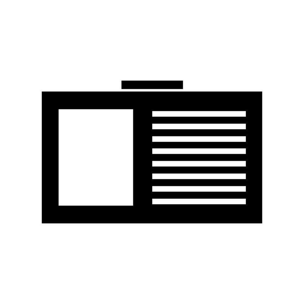A black and white icon of a book on a white background vector