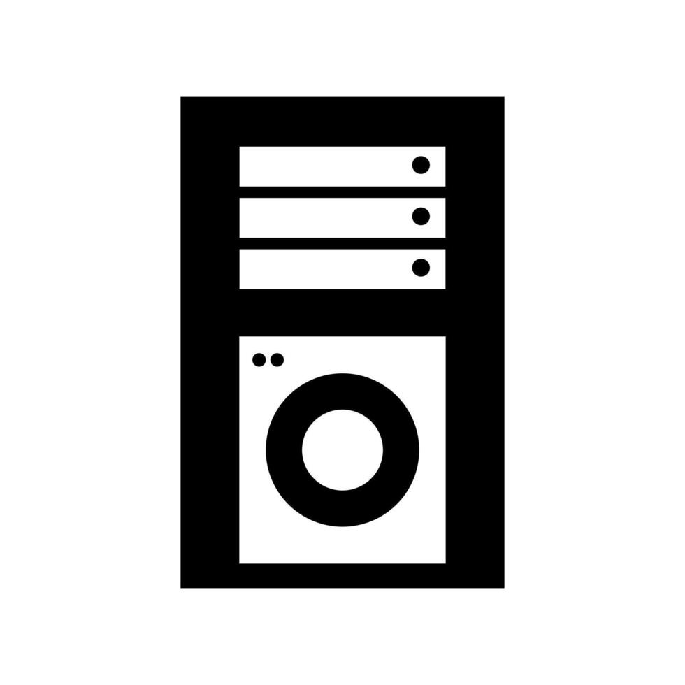A black and white icon of a computer vector