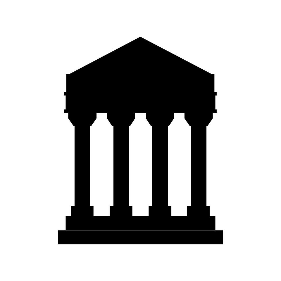 A black and white illustration of a building with columns vector