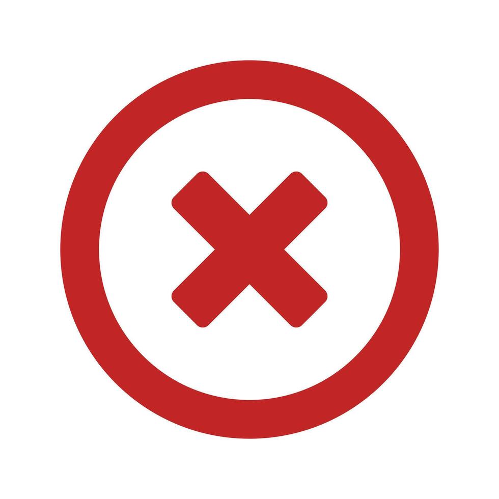An x symbol in a red circle vector