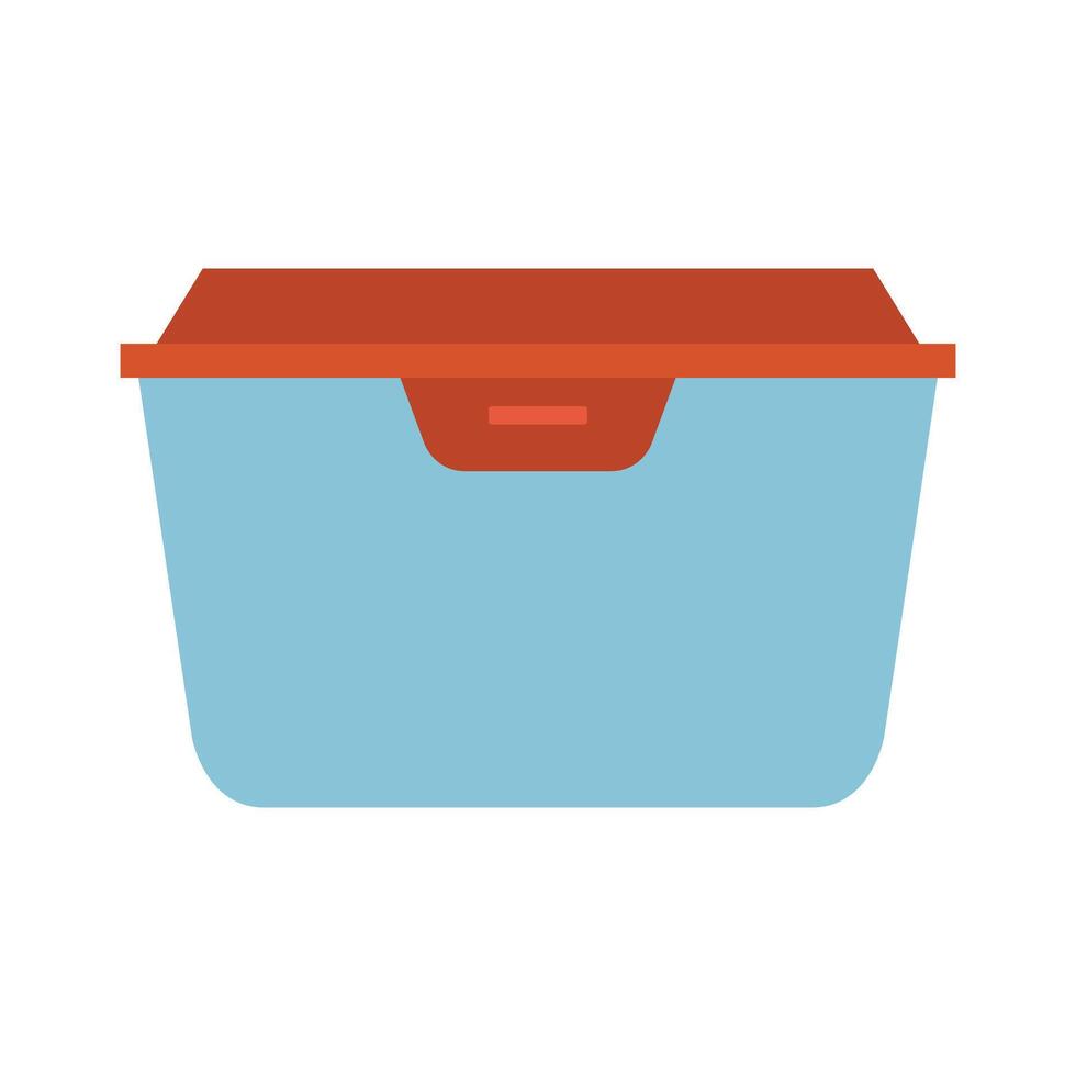 A blue storage box with orange handle vector