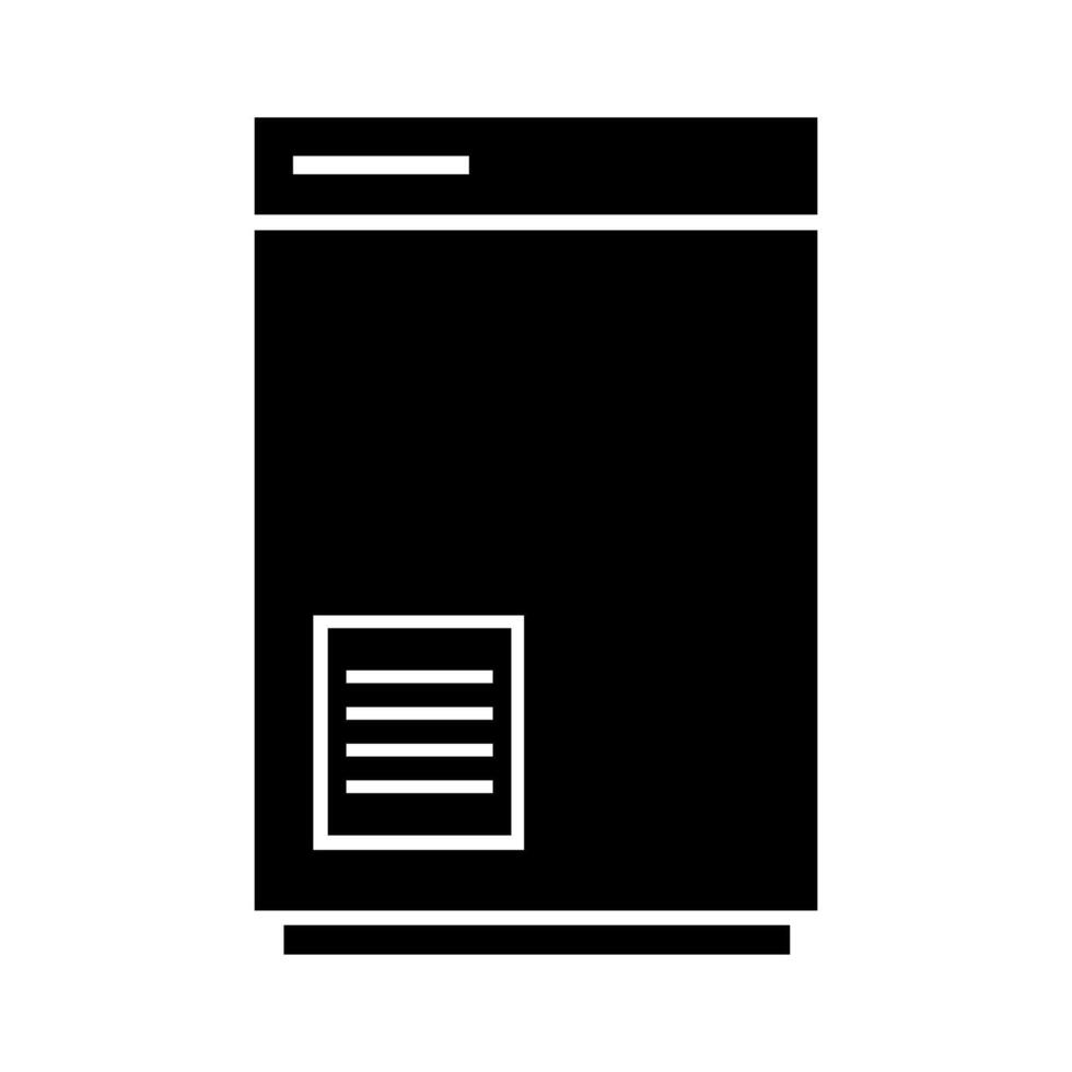 A black and white icon of a refrigerator vector