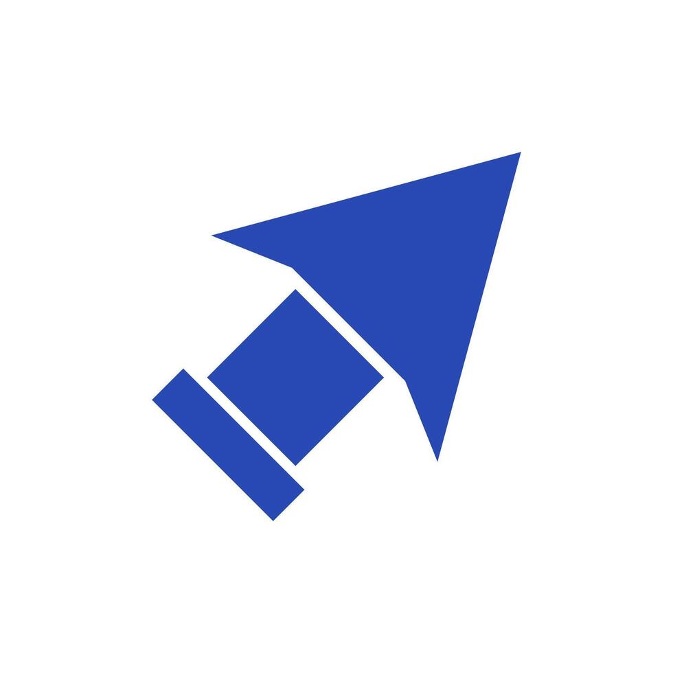 A blue arrow pointing down on a white background vector