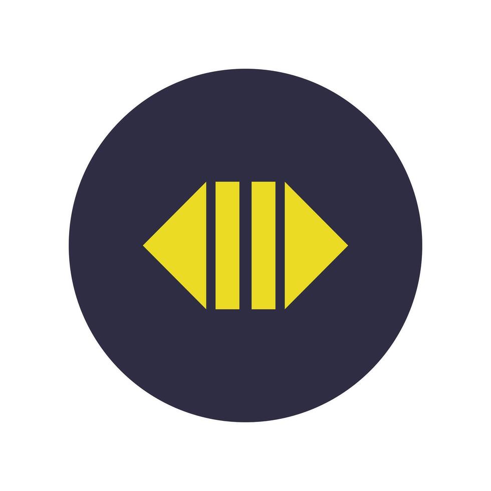 A yellow and black icon with three lines vector