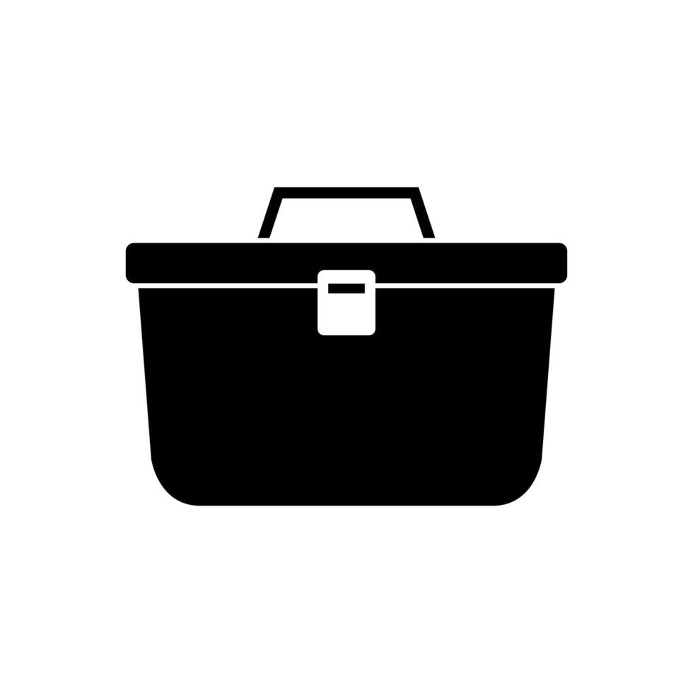 A black and white icon of a toolbox vector