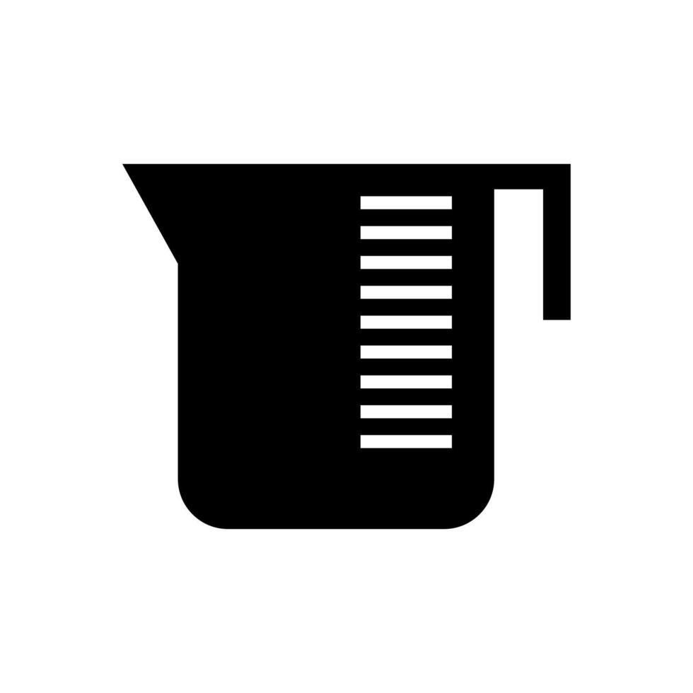 A black and white illustration of a measuring cup vector