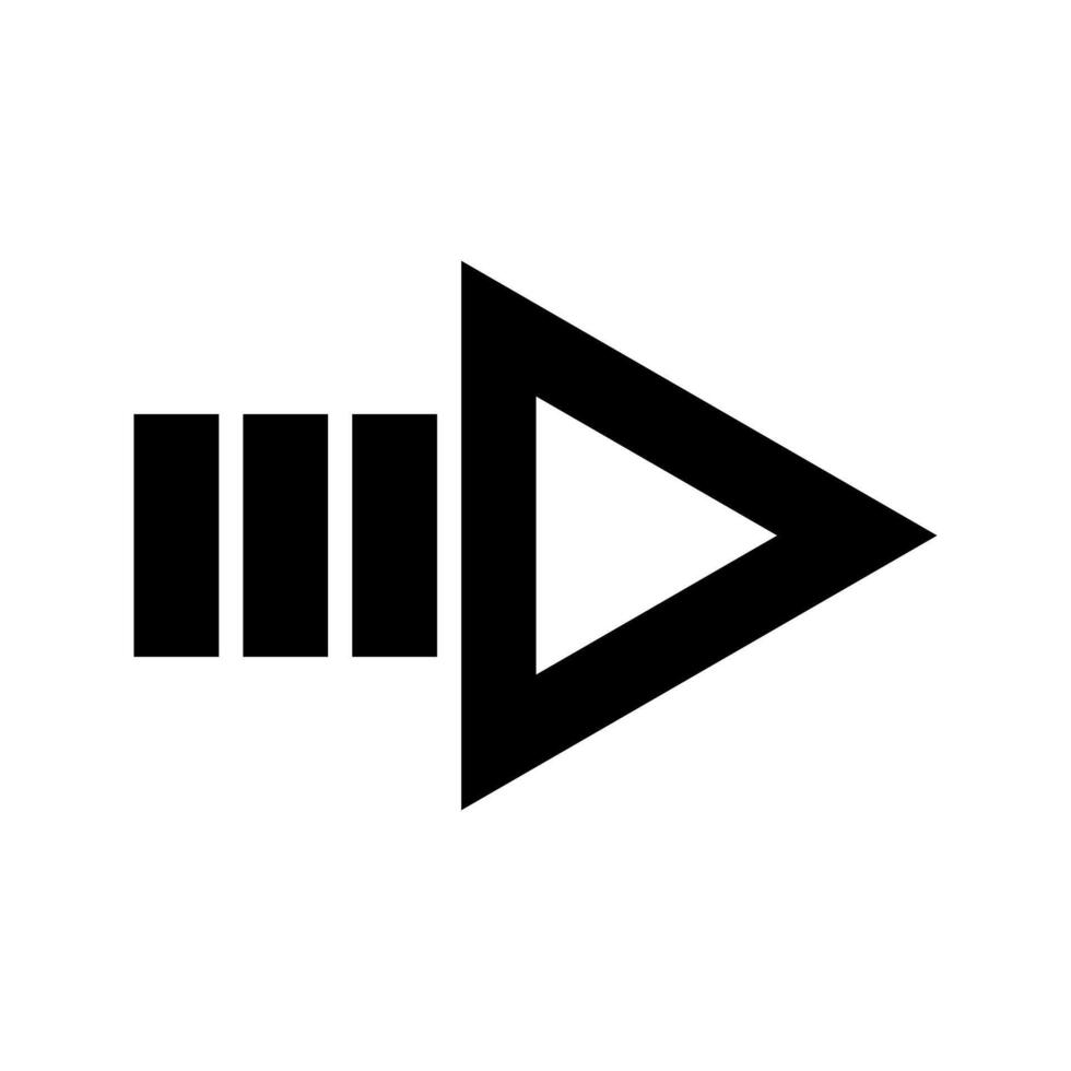 A black and white arrow pointing down vector