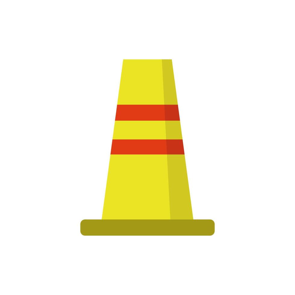 A yellow traffic cone with red stripes vector