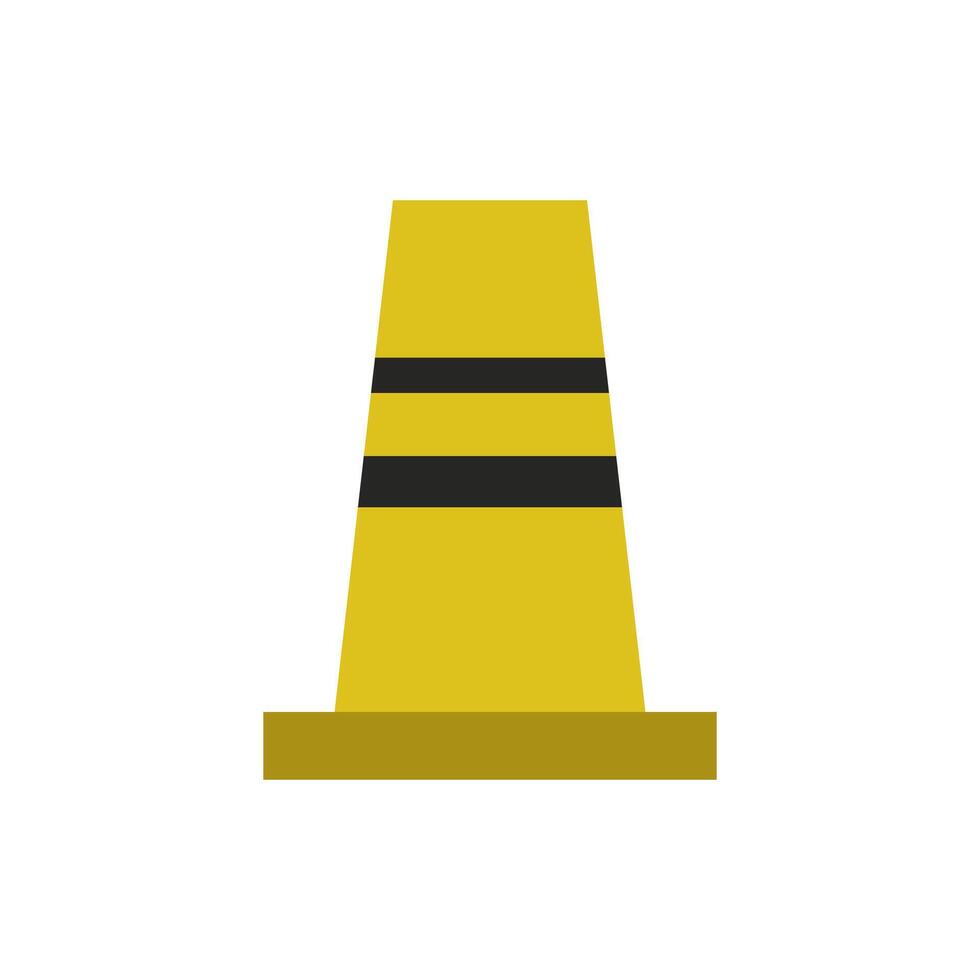 A yellow traffic cone with black stripes vector