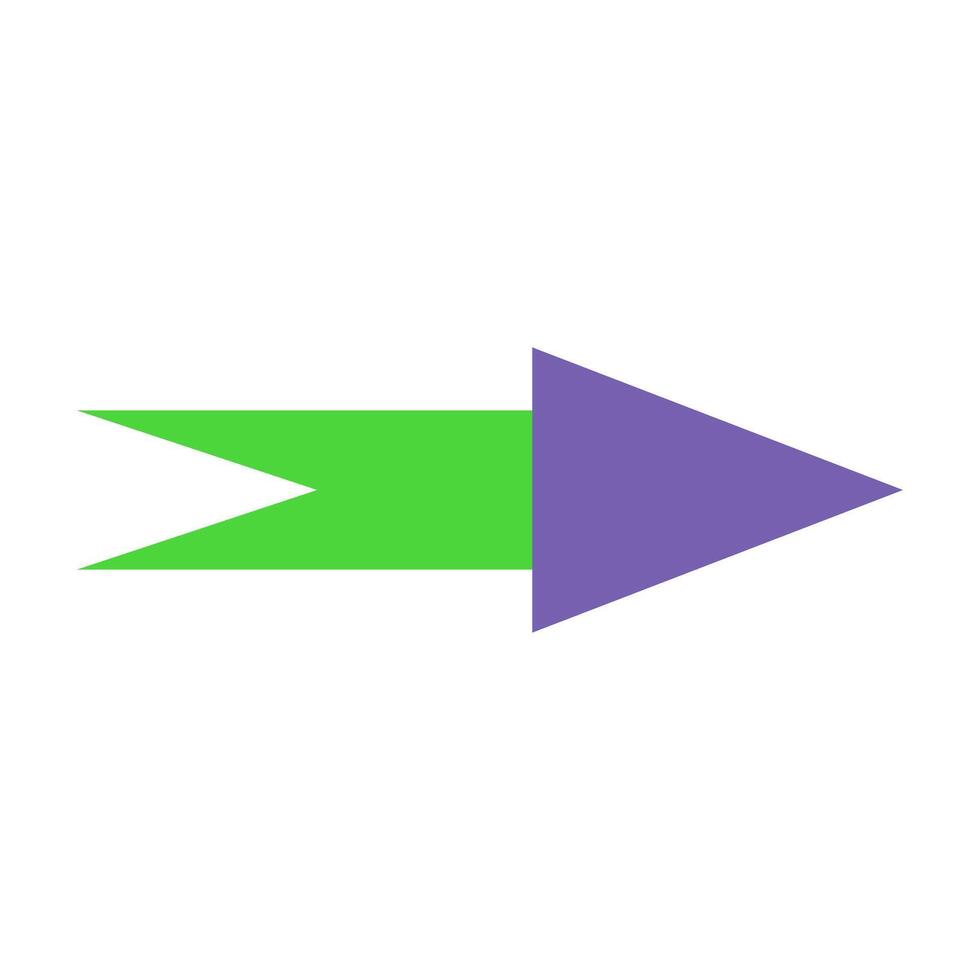 A green and purple arrow pointing in the same direction vector