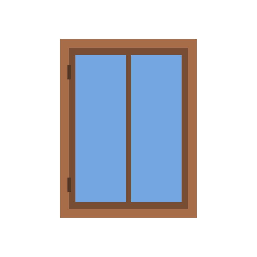 A wooden window with a blue glass vector