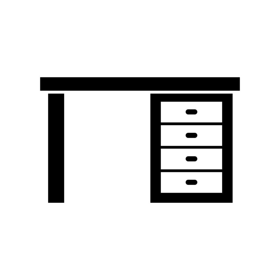 A black and white image of a desk with drawers vector
