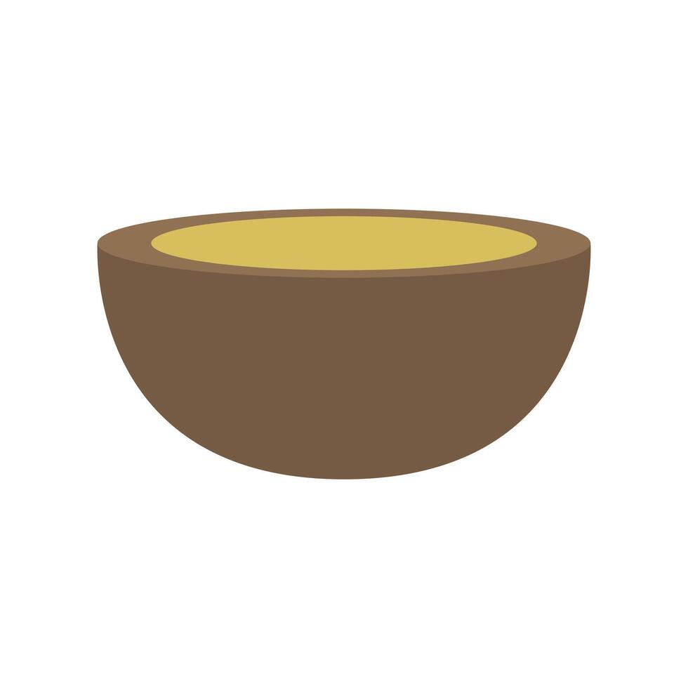 A brown bowl with a yellow liquid inside vector