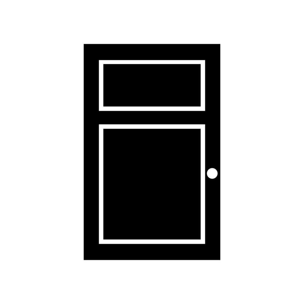 A black and white illustration of a door vector