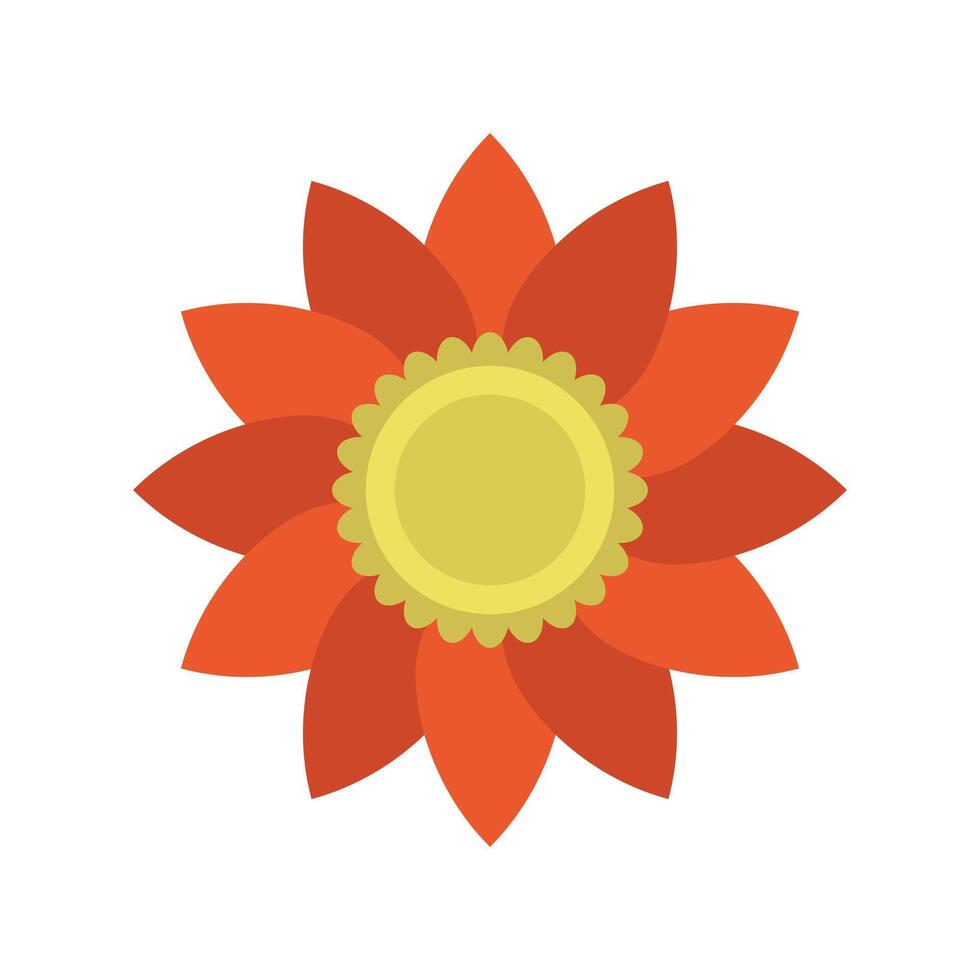 A red flower with yellow center on a white background vector