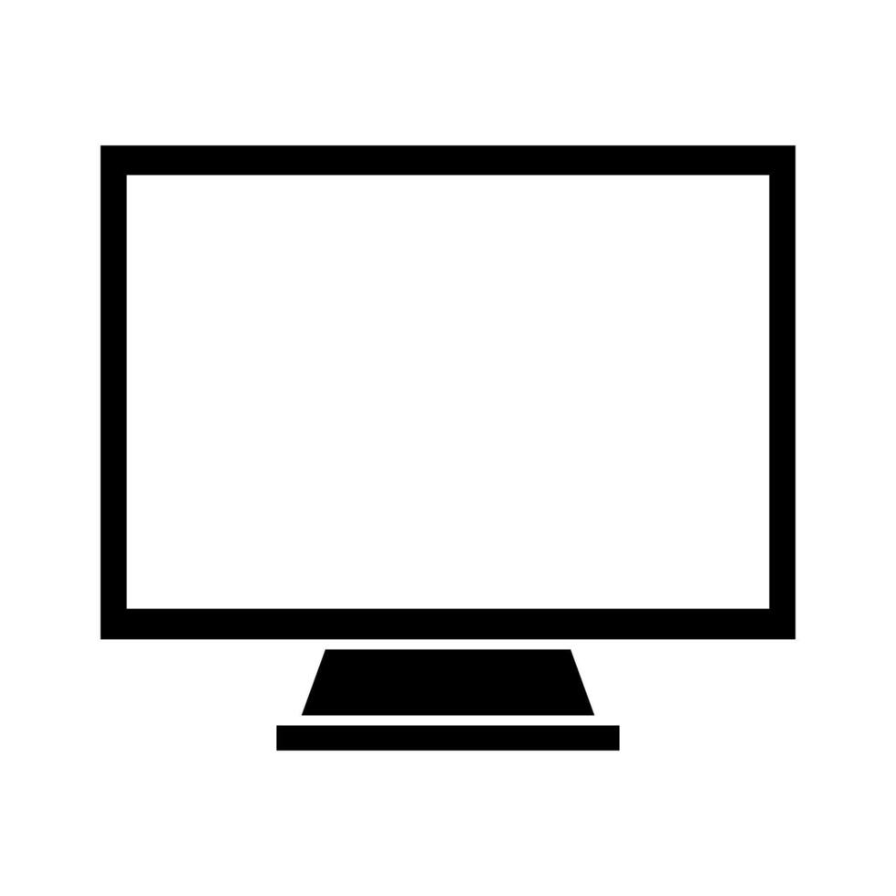 A black and white computer monitor icon on a white background vector