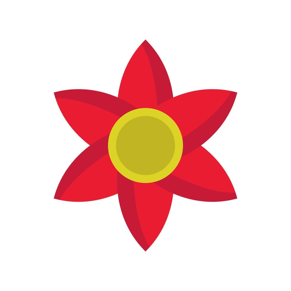 A red flower with yellow center on a white background vector