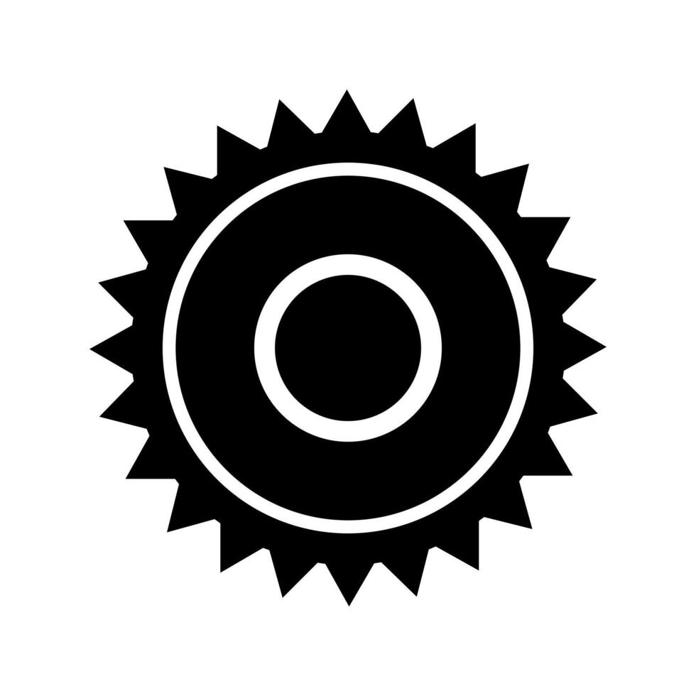 A black and white icon of a gear vector