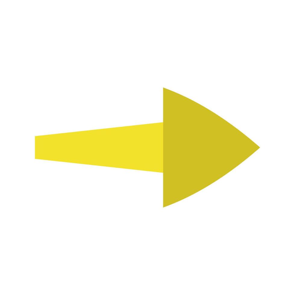 A yellow arrow pointing to the right on a white background vector