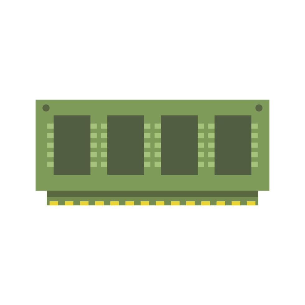 A green computer memory module on a white background vector
