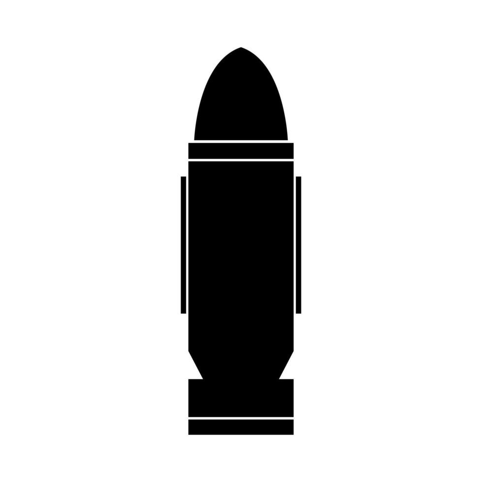 A black and white illustration of a bullet vector